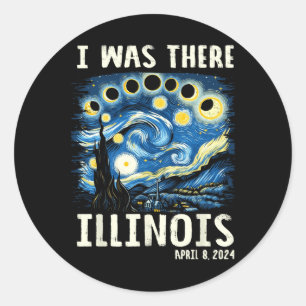Sticker Rond Total Solaire Eclipse 2024 Illinois - Starry Night
