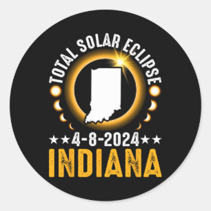 Sticker Rond Total Solaire Eclipse 2024 Indiana 8 avril Amériqu