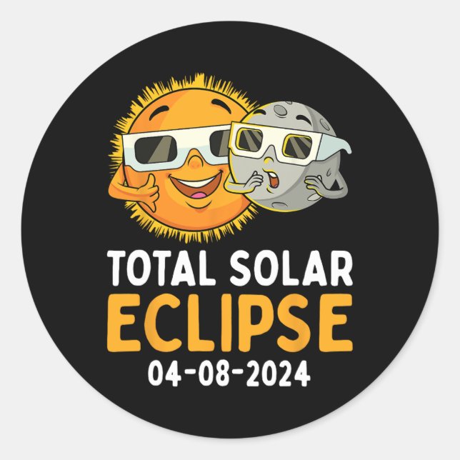 Sticker Rond Total Solaire Eclipse 2024 Lunettes Amusants Sun M (Devant)
