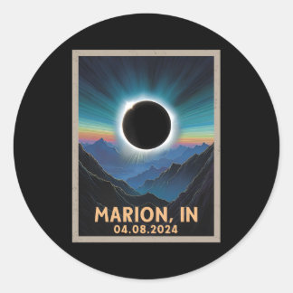 Sticker Rond Total Solaire Eclipse 2024 Marion Indiana