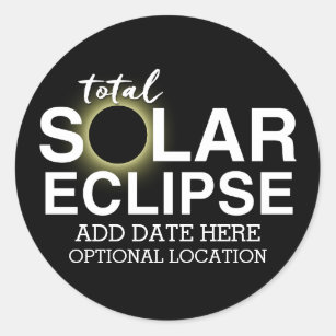 Sticker Rond Total Solaire Eclipse - 2024 ou date personnalisée
