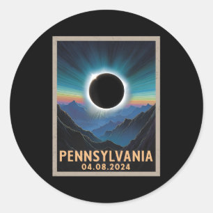 Sticker Rond Total Solaire Eclipse 2024 Pennsylvanie