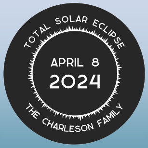 Sticker Rond Total Solaire Eclipse 2024 Personnalisé