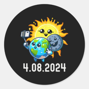 Sticker Rond Total Solaire Eclipse 2024 Totalité Avril 8 Joli S