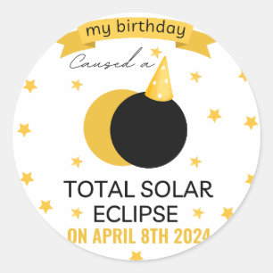 Sticker Rond total solaire éclipse 2025 drôle d'anniversaire pe