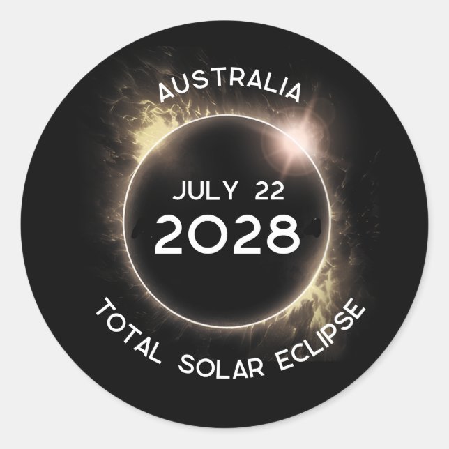 Sticker Rond Total Solaire Eclipse 2028 Australie (Devant)