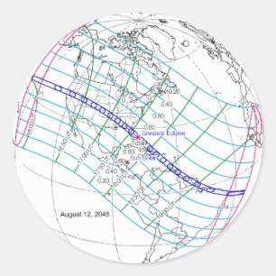 Sticker Rond Total Solaire Eclipse 2045 Global Path
