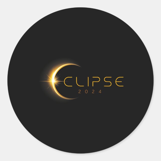 Sticker Rond Total Solaire Eclipse Amérique Totalité Avril 8 20 (Devant)