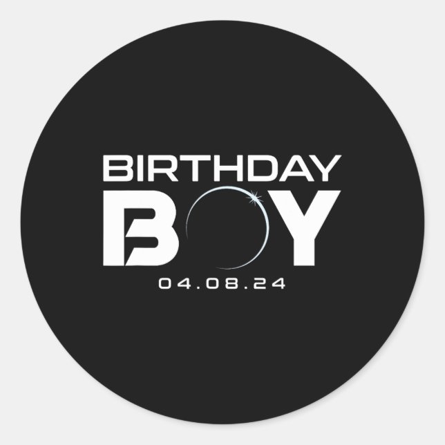 Sticker Rond Total Solaire Eclipse Anniversaire Garçon 8 avril  (Devant)