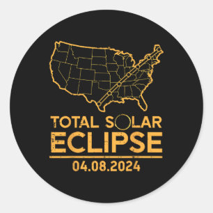 Sticker Rond Total Solaire Eclipse Carte 04.08.24 Totalité Homm