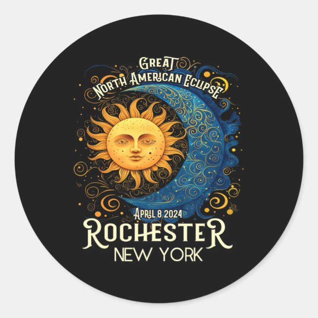 Sticker Rond Total Solaire Eclipse Celestial - Rochester New Yo (Devant)