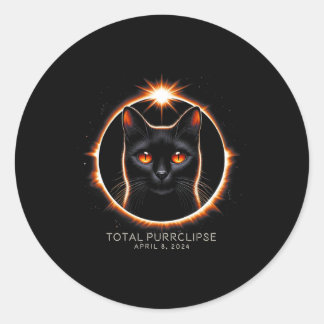 Sticker Rond Total Solaire Éclipse Fun Purrclipse Chat Avec Dat