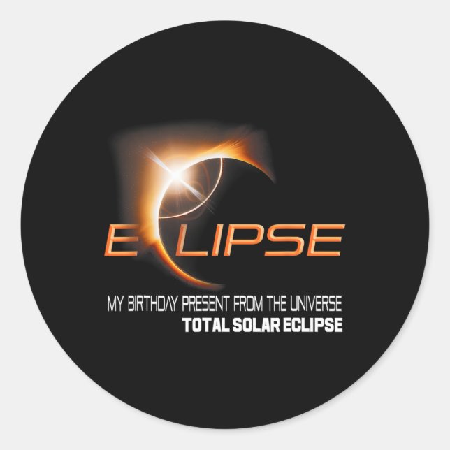 Sticker Rond Total Solaire Éclipse Mon Anniversaire Présent De  (Devant)