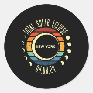 Sticker Rond Total Solaire Eclipse New York Retro 04.08.24 Homm