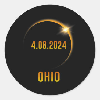 Sticker Rond Total Solar Eclipse 2024 Party America Totalité Oh