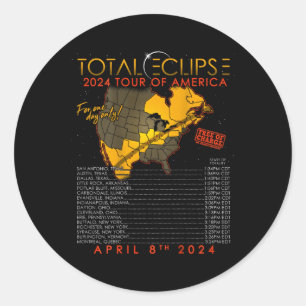 Sticker Rond Total Solar Eclipse 2024 Tour Of America 04.08.24