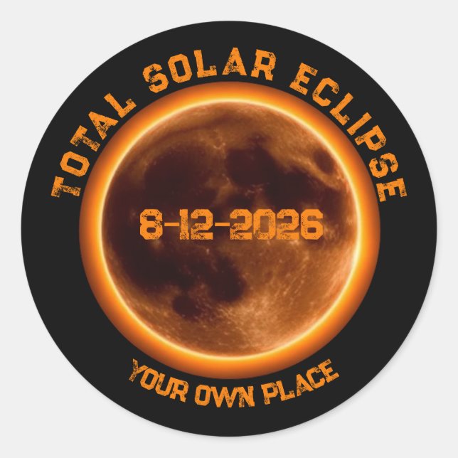 Sticker Rond Total Solar Eclipse 2026 (Devant)