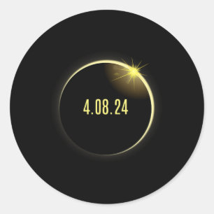 Sticker Rond Total Solar Eclipse America Spring 4.08.24
