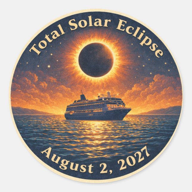 Sticker Rond Total Solar Eclipse August 2 2027 cruise ship  (Devant)
