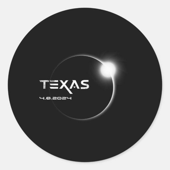 Sticker Rond Total Texas 4.08.2024 Total Solar Eclipse 2024 (Devant)