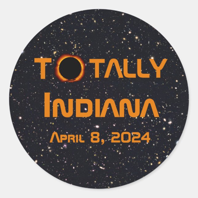 Sticker Rond Totalement Indiana 2024 Solar Eclipse (Devant)