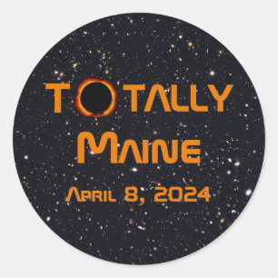 Sticker Rond Totalement Maine 2024 Solar Eclipse