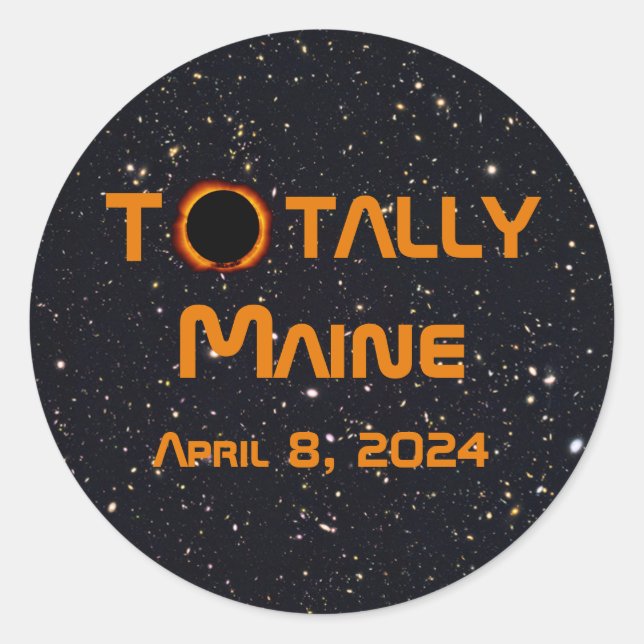 Sticker Rond Totalement Maine 2024 Solar Eclipse (Devant)