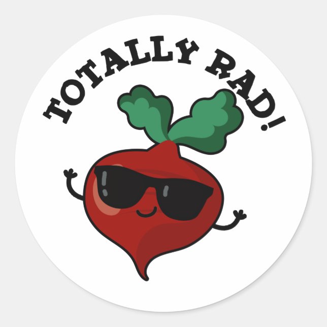 Sticker Rond Totalement Rad Funny Veggie Radish Pun (Devant)