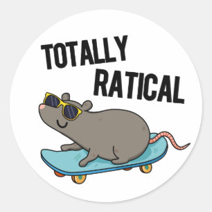 Sticker Rond Totalement Ratial Fatigué Rat Pun