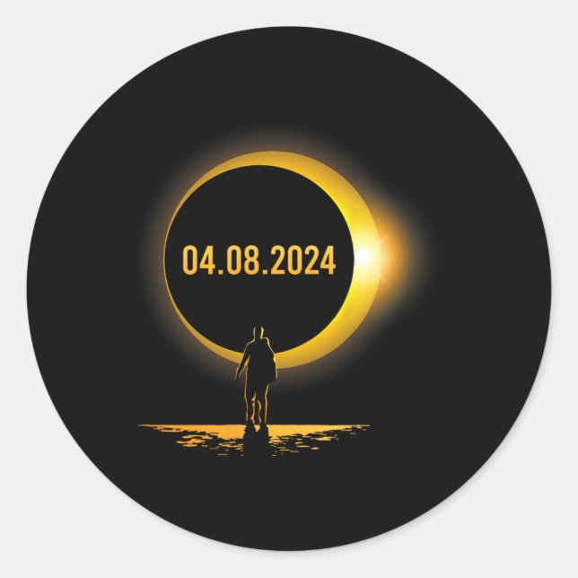 Sticker Rond Totalité 04 08 24 Funny Total Solaire Eclipse 2024 (Devant)