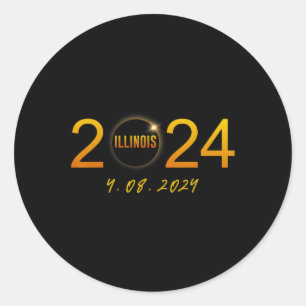 Sticker Rond Totalité 08 Avril Illinois Total Solaire Eclipse 2