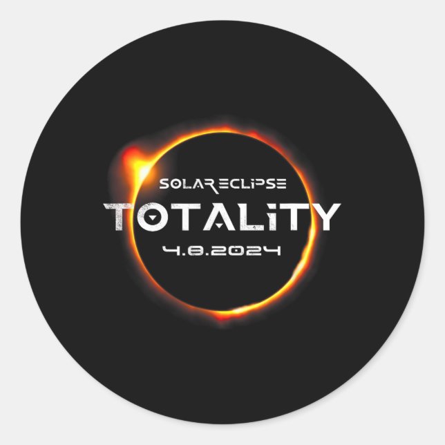 Sticker Rond Totalité 4.08.2024 Total Éclipse Solaire 2024 (Devant)