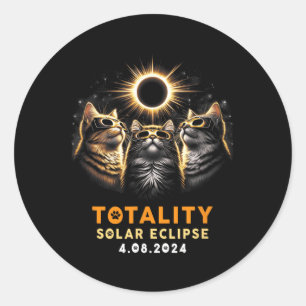 Sticker Rond Totalité Chats Portant Des Éclipses Solaires 4.08.