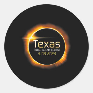 Sticker Rond Totalité de Solar Eclipse Texas Usa 2024
