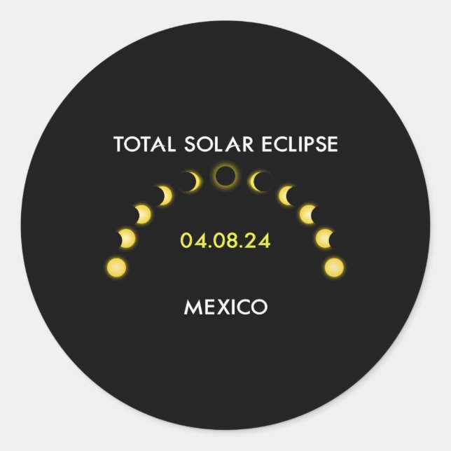 Sticker Rond Totalité Éclipse solaire Phases Eclipse Mexique Av (Devant)