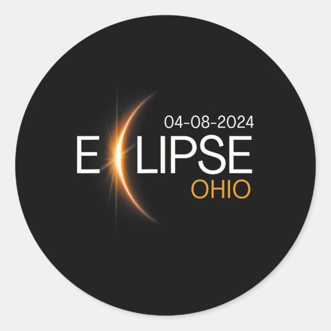 Sticker Rond Totalité solaire de l'Ohio 2024 Eclipse Ohio Solar (Devant)