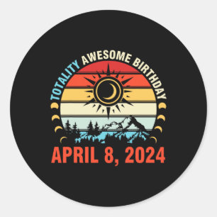 Sticker Rond Totalité Solaire Eclipse Awesome Anniversaire Avri