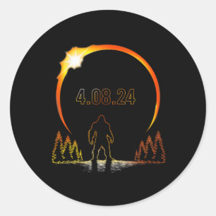 Sticker Rond Totalité Solaire Eclipse Sasquatch 2024 Eclipse