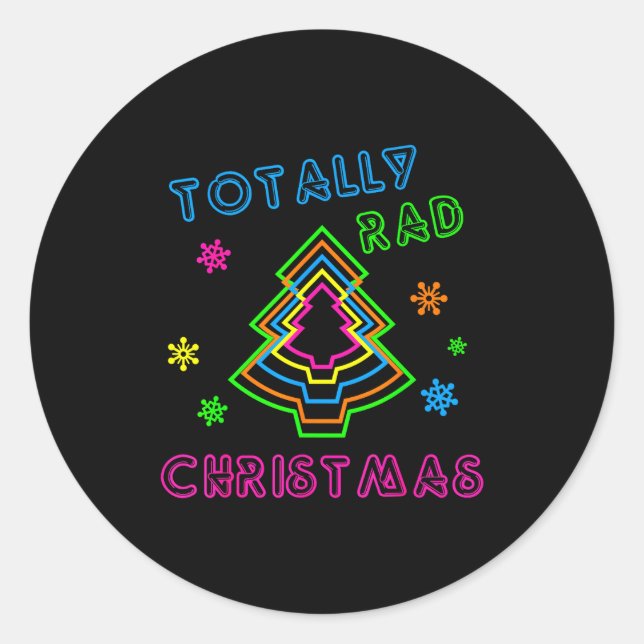 Sticker Rond Totally Rad Christmas - 80s Retro Christmas  (Devant)
