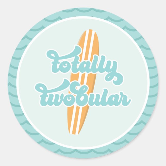 Sticker Rond Totally Twobular Surf Beach 2e Anniversaire (Devant)