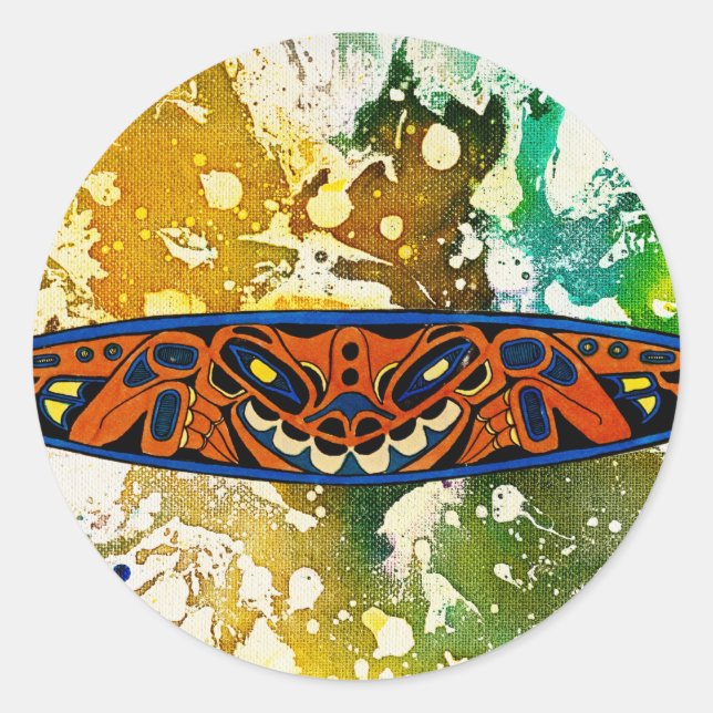 Sticker Rond Totem Athabascan par Michael Moffa (Devant)