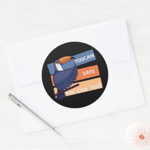 Sticker Rond Toucan coloré avec message positif