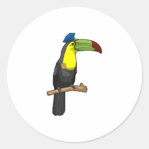 Sticker Rond Toucan en tant que policier