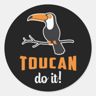 Sticker Rond Toucan Le Faire Oiseau Observation Toucans Rétro