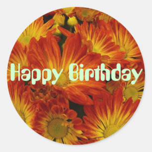 Sticker Rond Touch of Fall, Joyeux anniversaire, maman orange
