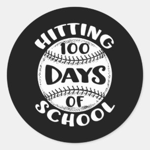 Sticker Rond Toucher 100 Jours De Joueur De Baseball À L'École
