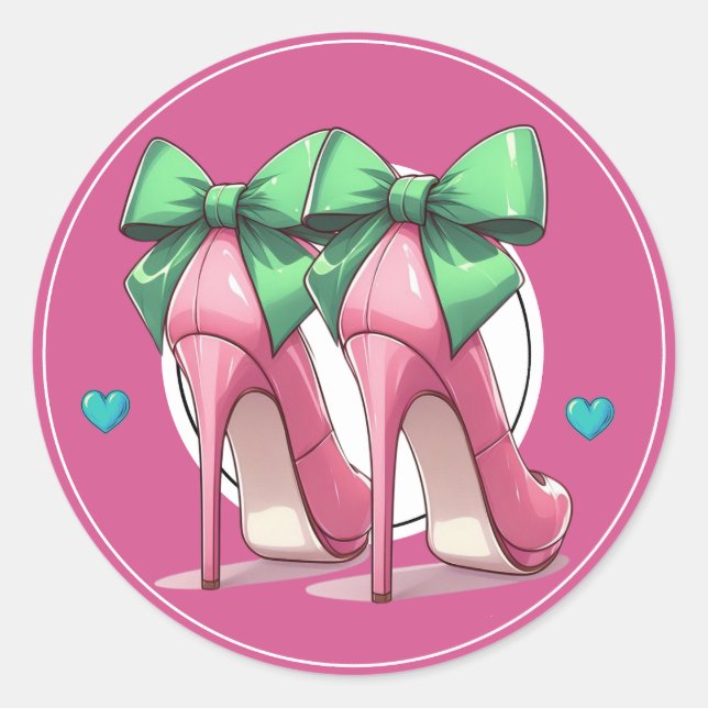 Sticker Rond Toucher les talons hauts (Devant)
