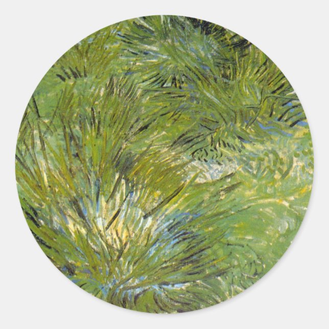 Sticker Rond Touffes d'Herbe par Vincent van Gogh (Devant)
