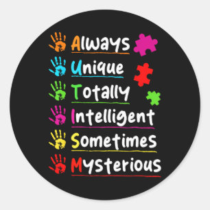 Sticker Rond Toujours Unique Sensibilisation à l'Autisme Totale