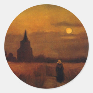 Sticker Rond Tour ancienne dans les champs par Vincent van Gogh